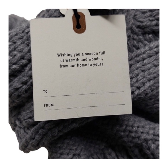 Hearth & Hand Gray Cable Knit Holiday Stocking w/ Tassels & Pom-Pom Balls - NWT! - Picture 4 of 6